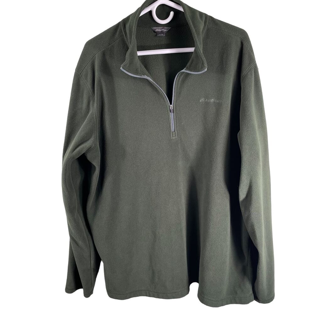 EDDIE BAUER Men's Green Quest Quarter‎ Zip Fleece Pullover Jacket Size TXL